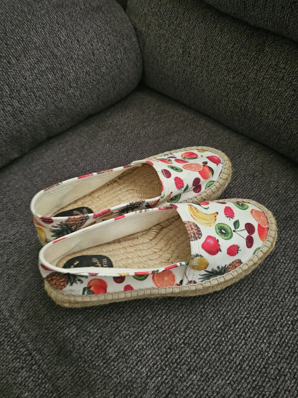 Fruit-Print White Canvas Espadrille Slip-Ons